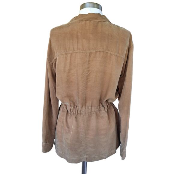 NATION LTD Coda Belted Safari Shirt Size Small Top Bark Brown Fall Relaxed - Picture 6 of 11